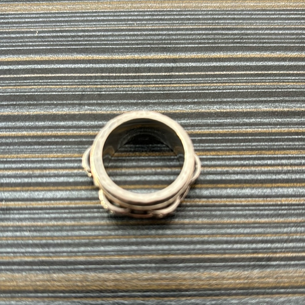 Vintage Sterling silver and 14k gold intricate design spinner ring size 8